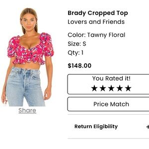 Lovers + Friends Brady Cropped Top - Pink Floral